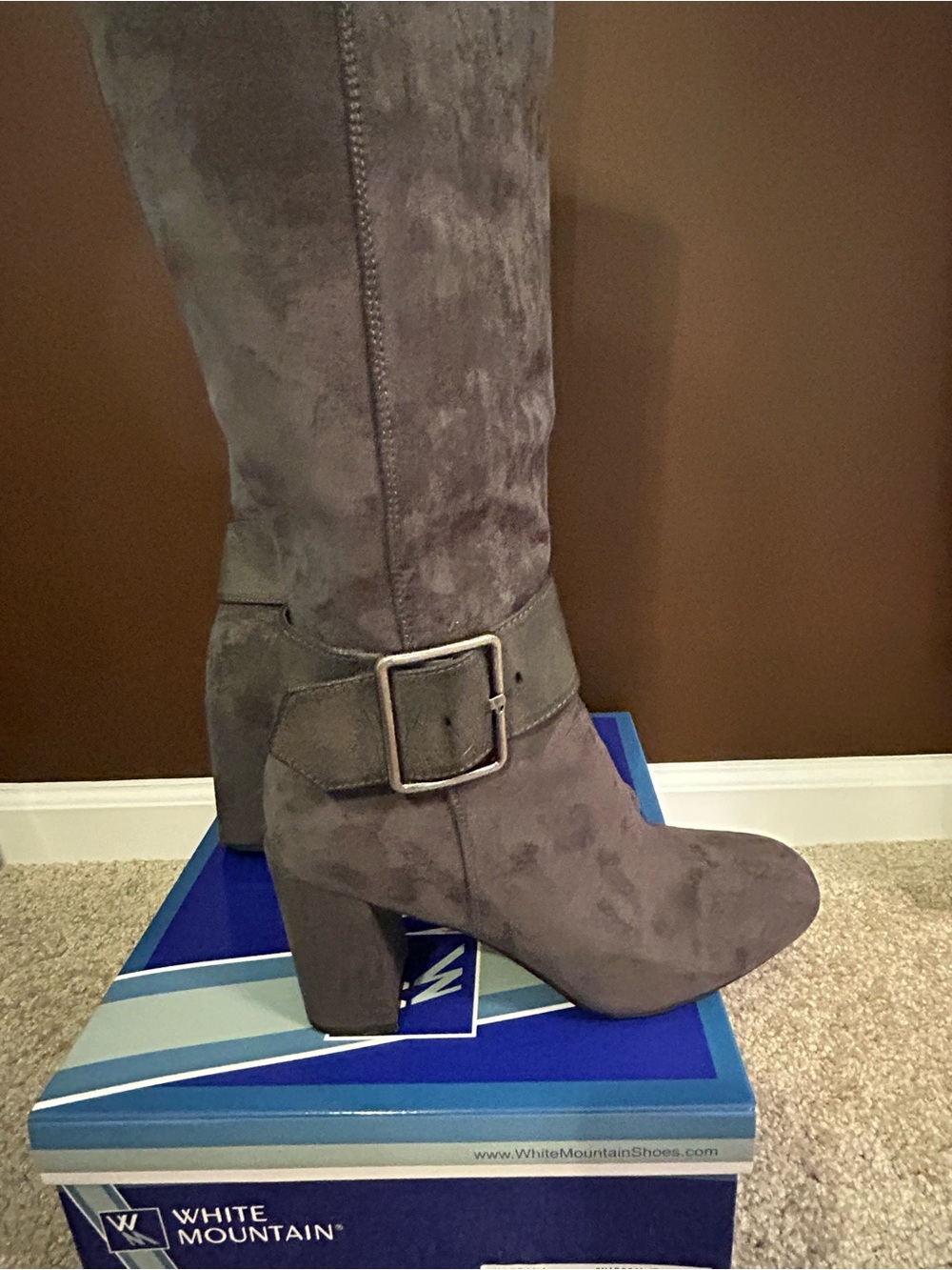 White Mountain Katrina Gray Faux Suede Tall Boots NIB Size 9M